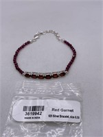 NEW STERLING SILVER RED GARNET BRACELET