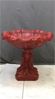 Red Cement Bird Bath - 2pcs For Transport - Heavy