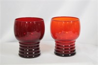 Lot of 2 ruby Red Glass Cups