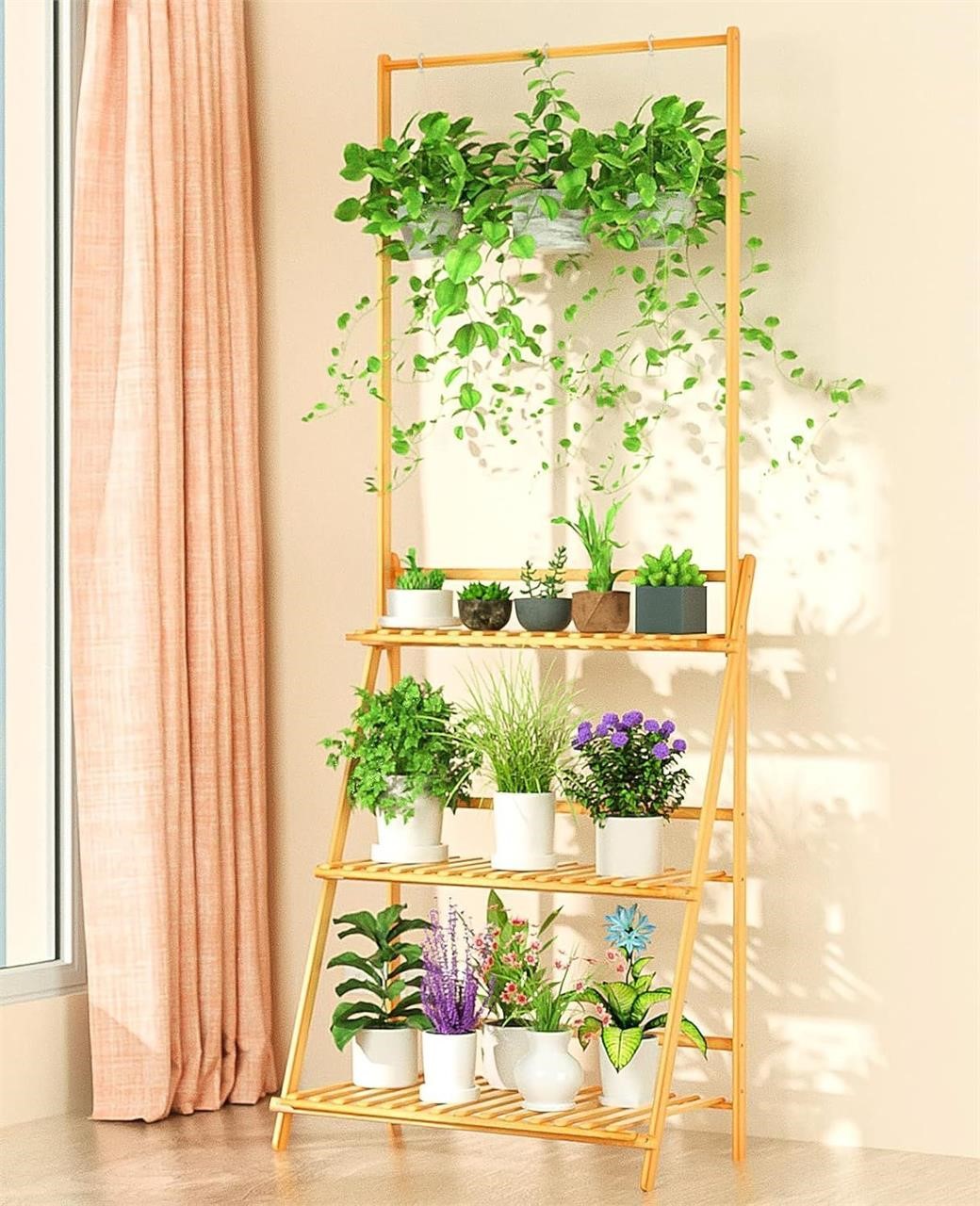 $65 Bamboo Tall Plant Stand 3-Tier