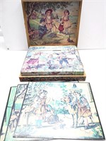 Antique wood block puzzle with picture cards box