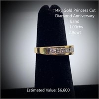 14kt Princess Cut Diamond Anniversary Band