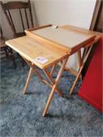2 - WOODEN FOLD UP TABLE AND TV TRAY