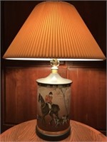 Lamp, Traditional Hunt Scene  29in Tall