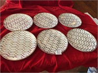 SET OF SIX AT HOME GOLD DESIGNED PLATES