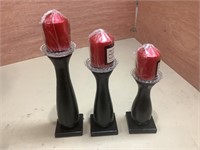 Trio of Candle Holders - painted Black
