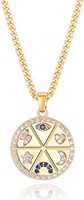 18k Gold-pl .14ct Topaz Lucky Symbol Necklace