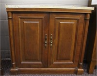 Two door cabinet, one interior shelf, marble top,