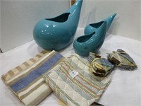 NEW Turquoise Vases / Pot Holders / Tea Towels