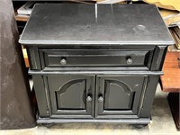 31" Solid Wooden Black Painted Night Stand Desk