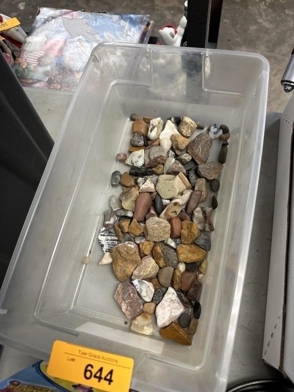 BIN OF MIXED MINERAL SPECIMENTS