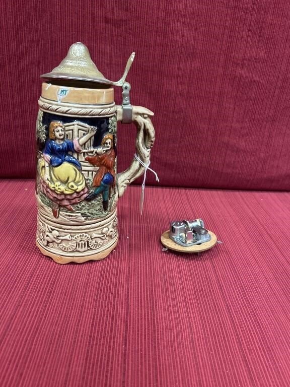 Stoneware beer stein music box