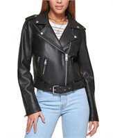 LEVI'S Women's Faux-Leather Belted Hem Moto Jacket