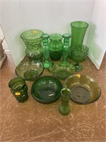 Vintage green glassware