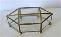 Small Brass Trimmed Display Cabinet 8 1/2"L
