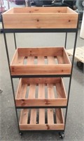 Wood & Metal 4 Tier Cart 15.5" x 11.75" x 51"H