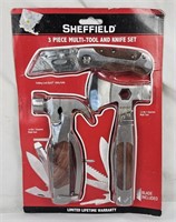 New Sheffield 3pc Multi-tool & Knife Set