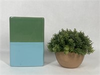 Redenvelope Color-block Vase & Faux Succulent