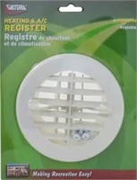 Heating and A/C Register, Round, White, Carded