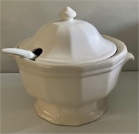 Vintage soup tureen with ladle