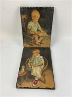Pair of Vintage James Ingwersen Prints on Wood