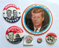 JFK John Kennedy & LBJ Campaign Pins Buttons