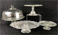 Glass Cake Stands, Lot of 4