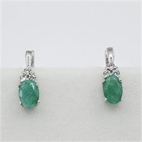 STERLING SILVER 5.82MM X 4MM GENUINE EMERALD