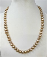 20" 7.5mm Pearl Necklace w/ 14k Clasp, 46.81g,