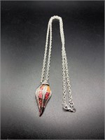 .925 Solid Silver Pendant w/ Red Opal