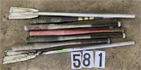 Baseball bats (5) & 2 Oars