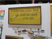 FISHERMAN SIGN & WOOD FISH