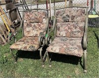 Metal Patio Chairs & Cushions Pair