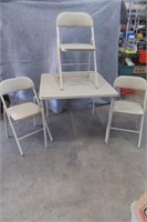 Folding Card Table + 3 folding Chairs padded