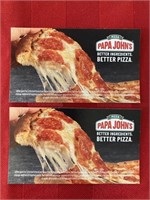 2 free Large, one topping pizzas from Papa Johns