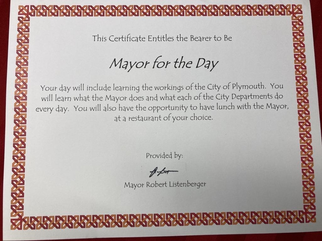 Plymouth Mayor for the Day