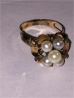 ANTIQUE 18KT GENUINE PEARL RING SIGNED K18