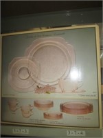 Indian Glass Pink Depression Dish Set In Box