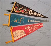1970's Souvenir Pennants North Carolina, Bermuda,