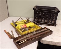 MISC TOOLS, SOLDERING SET IN MILK CRATE