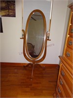 Floor Length Mirror on 3-legged Oak Stand