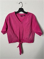 Vintage Femme Pink Bottom Tie Shirt Top