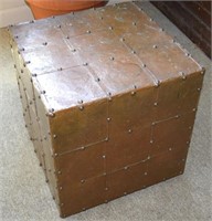 1960's Riveted Copper Cube Table Stool 15"sq