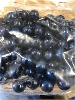 Round wood blue beads. 10 mm boxful