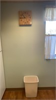 Quartz wall clock and garbage can 18 “ tall