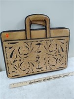 Tooled leather briefcase
