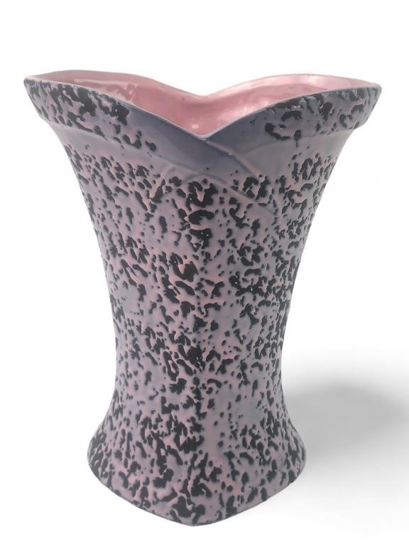 Vintage McCoy Pink & Black Brocade Vase