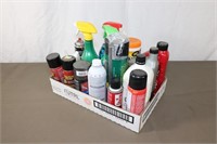 Tray Lot Of Cleaners, Sprays And Oils