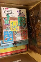 Box lot of puzzles - some vintage, and more.