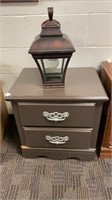 Nightstand w/ 2 drawers, bronze outside light